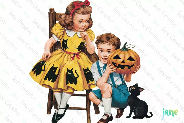 Vintage Old School Children Sublimation Png