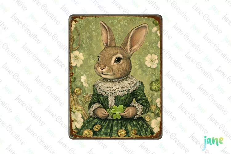 Vintage St Patrick's Day Bunnies Card