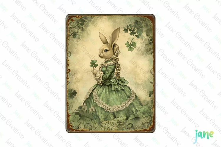 Vintage St Patrick's Day Bunnies Card