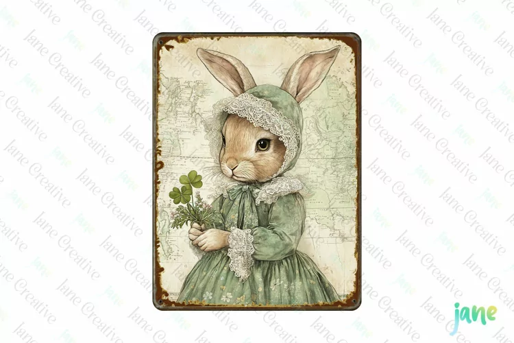 Vintage St Patrick's Day Bunnies Card