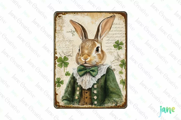 Vintage St Patrick's Day Bunnies Card