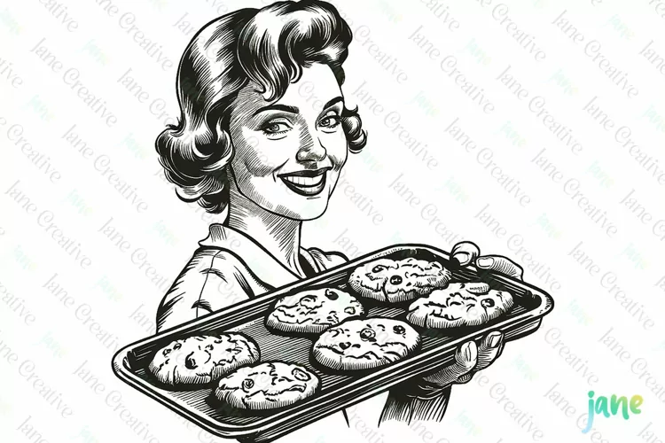 Vintage Woman Crying Sublimation Clipart