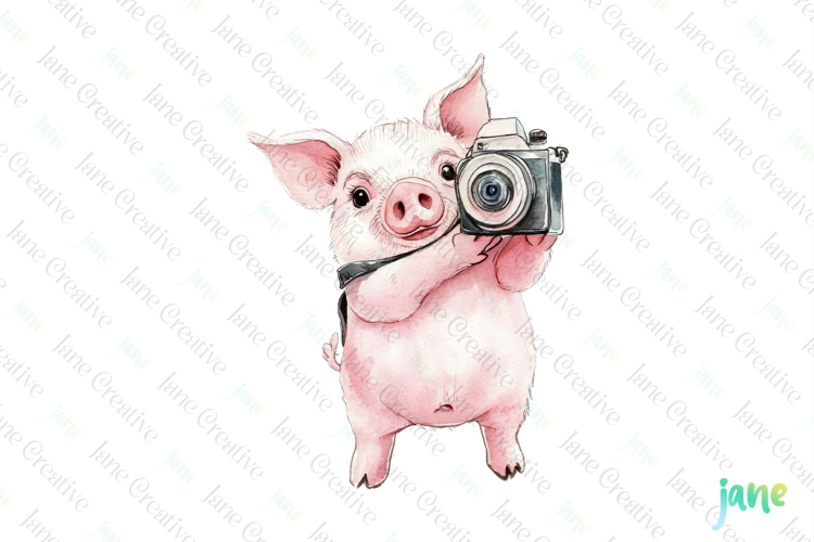 Pig Watercolor Cute Animals Photographer