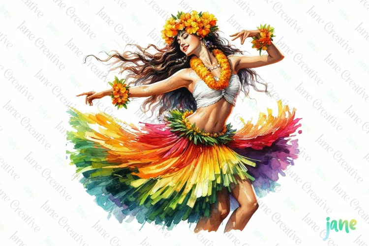 Watercolor Hawaiian Woman Sublimation