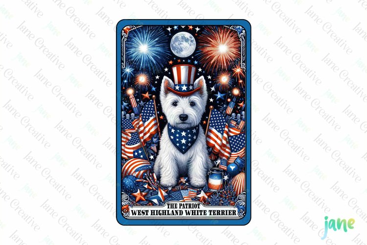 4th Of July West Highland White Terrier Dog Card Clipart