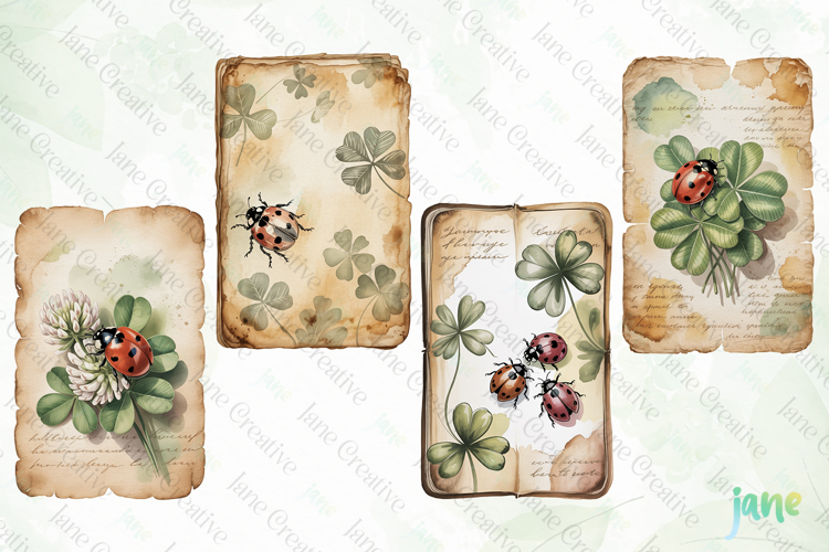 Ladybug Junk Journal Page Clipart