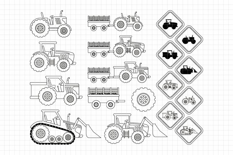 Green Tractors Digital Stamp DS19 example image 1