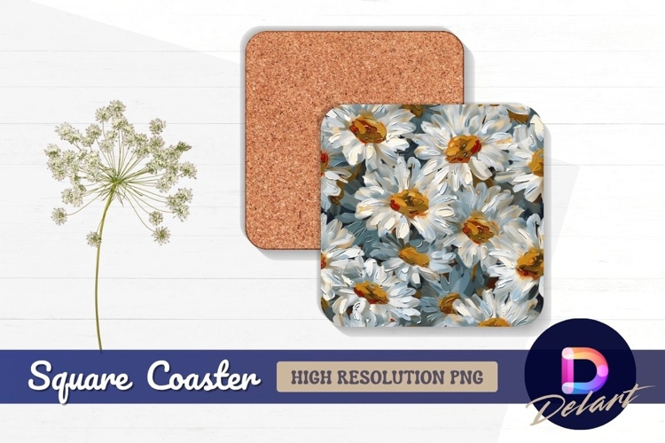 Textured daisy flower background Square Coaster PNG