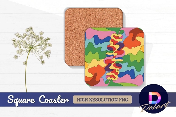 Abstract colorful retro background Square Coaster PNG