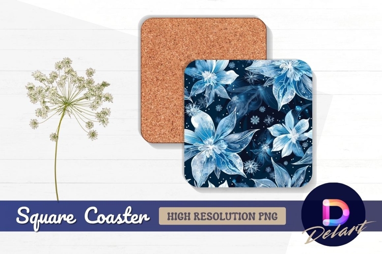 Winter floral Square Coaster PNG