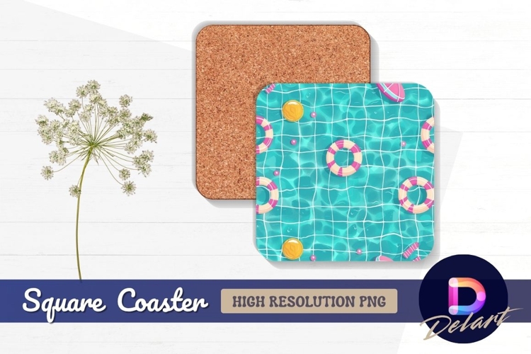 Swimming pool floaties Square Coaster PNG