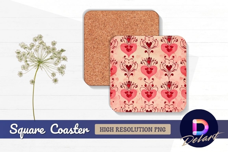 Pink dandelions Square Coaster PNG