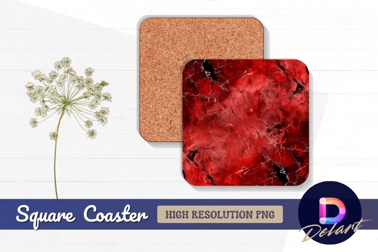 Sewing accessories and floral elements Square Coaster PNG