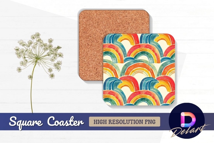 Hearts pattern on dark background Square Coaster PNG