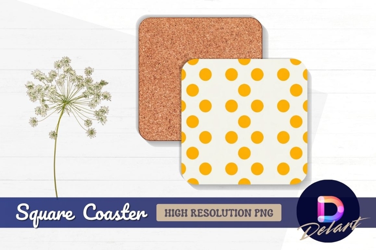 Orange polka dot pattern square coaster png