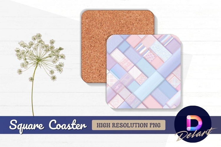 Floral fence pattern Square Coaster PNG