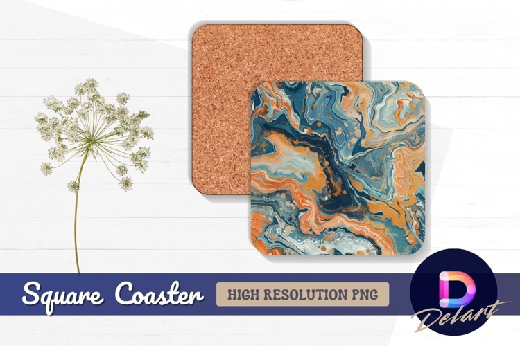 Colorful embroidered floral Square Coaster PNG