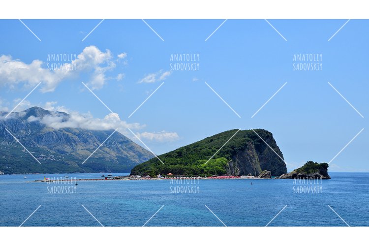 Panoramic view on island of St. Nicholas near Budva example image 1
