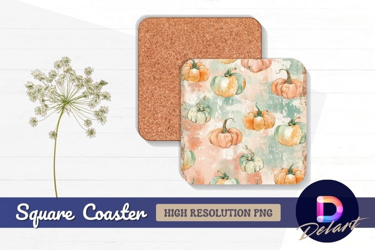 Watercolor pumpkins Square Coaster PNG
