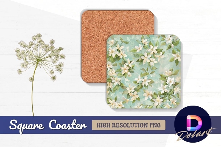 Floral design for Square Coaster PNG