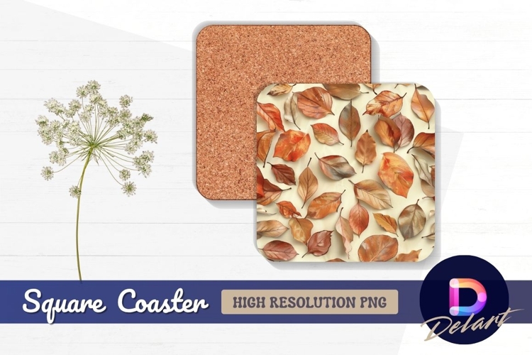 Autumn leaves pattern background Square Coaster PNG