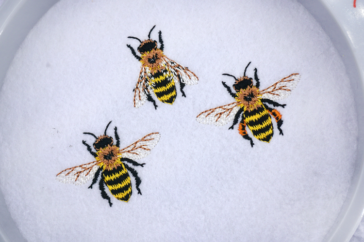 Mini Bee Embroidery Design for Machine, 3 Designs