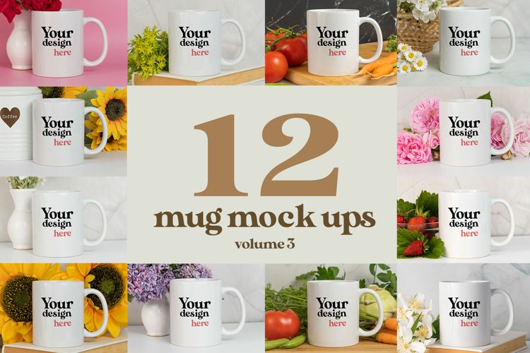 12 Mug MockUps Coffee Cup Mock Up Bundle v.3