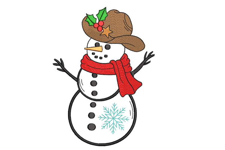 Cowboy Snowman, Christmas embroidery design