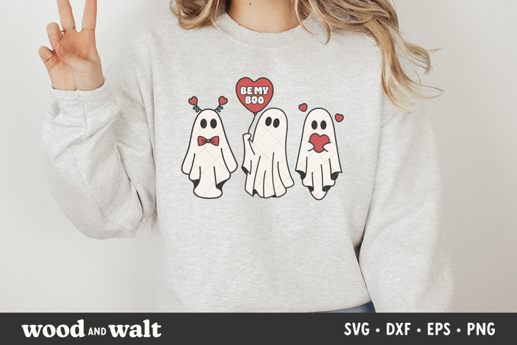 Cute Valentine Ghosts SVG | Spooky Valentine Be My Boo PNG