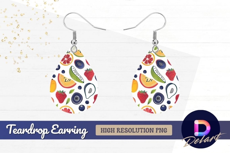 Colorful fruity pattern summer freshness Teardrop Earring PN