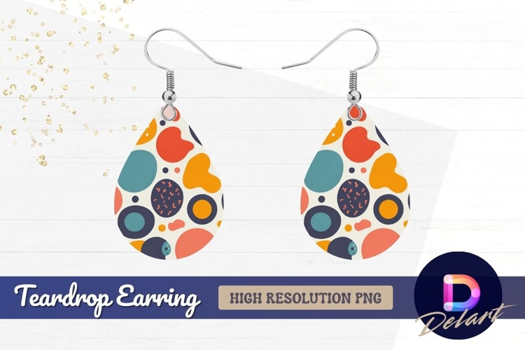 Colorful abstract shapes pattern Teardrop Earring PNG