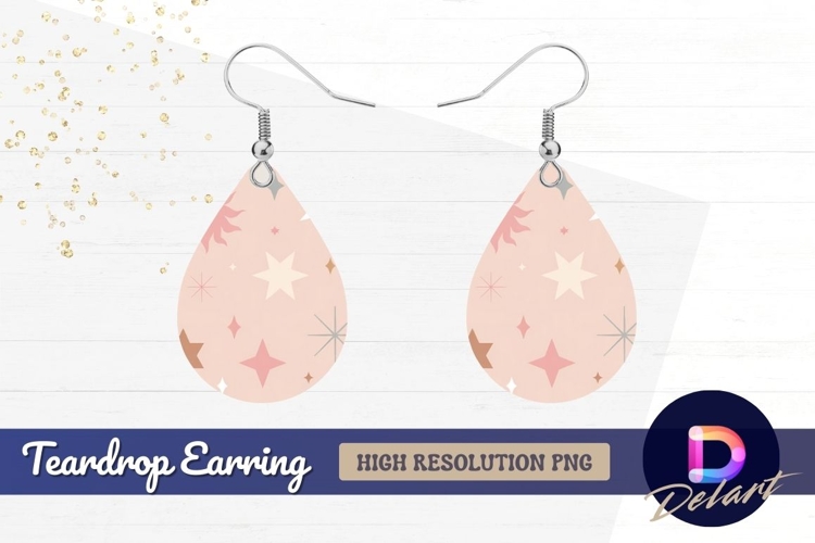 Celestial pattern with stars Teardrop Earring PNG