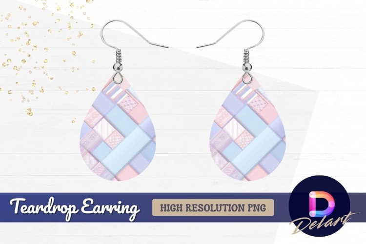 Pastel geometric patterned background Teardrop Earring PNG