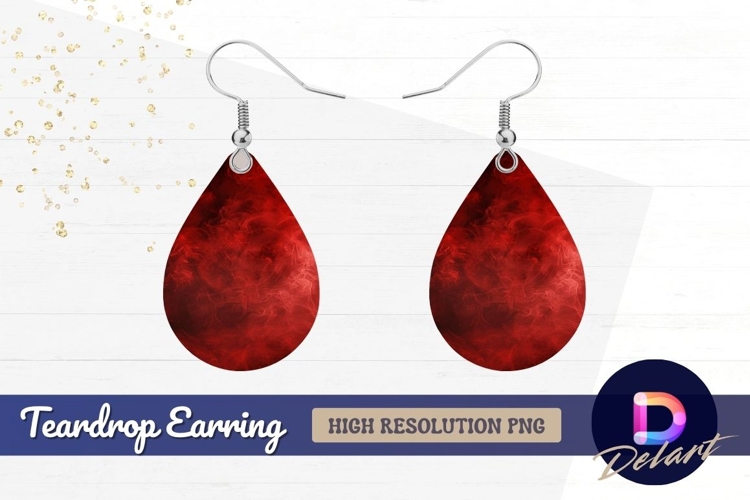 Red abstract smoke effect background Teardrop Earring PNG