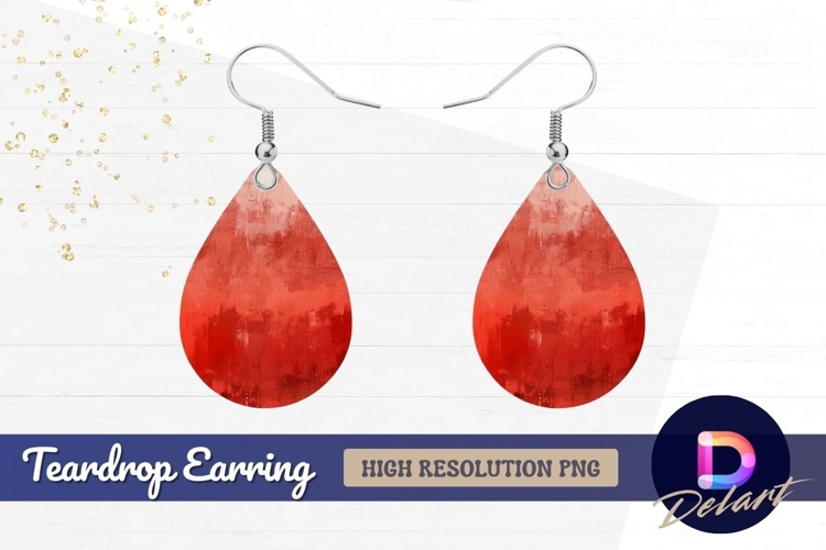 Red abstract brush stroke background Teardrop Earring PNG