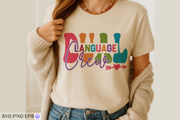 Dual Language Crew SVG, Bilingual Teacher Shirt Design