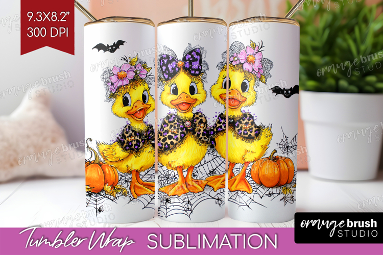 Duck Halloween Tumbler Wrap Spooky Season Tumbler PNG