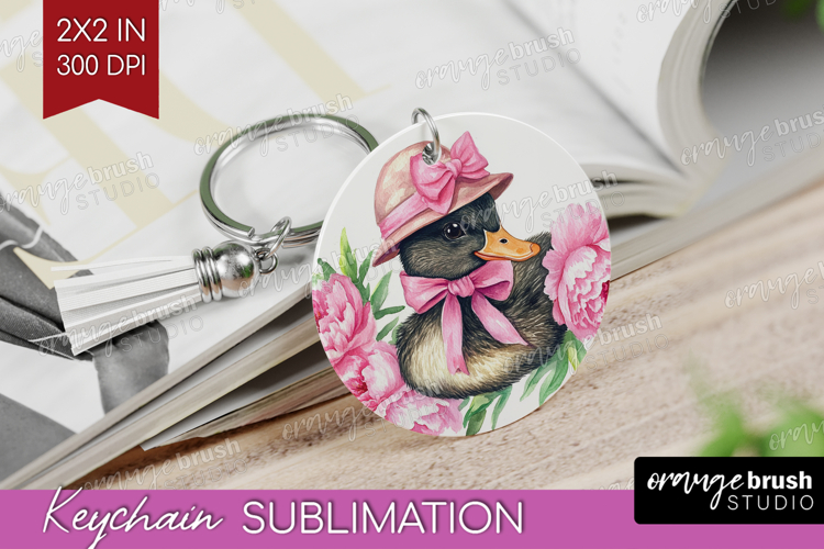 Duck Flowers Keychain PNG Cute Farm Keychain Sublimation