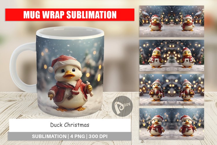 Mug sublimation design Duck Christmas