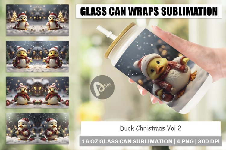 Glass Can Wraps Duck Christmas