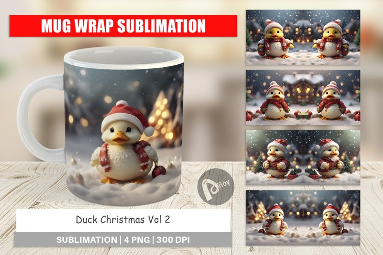 Mug sublimation design Duck Christmas