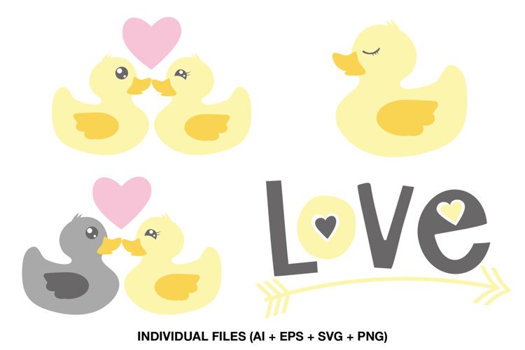 Duck clipart collection with four cheerful yellow duck designs