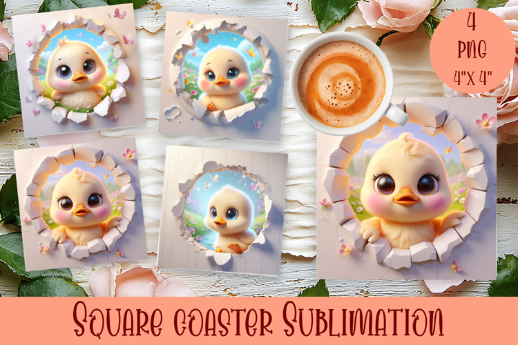 3D Baby little duck Coaster Sublimation |cute animal