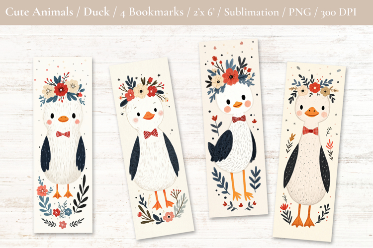 Cute Duck Bookmark - Printable Crafts, 4 PNG