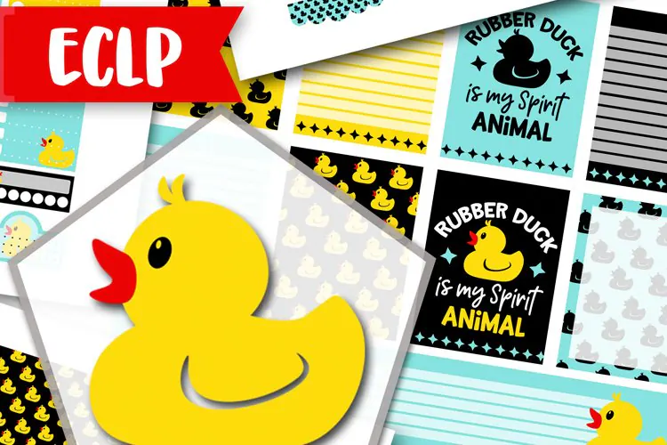 Yellow rubber ducks: Printable Planner Stickers for ECLP