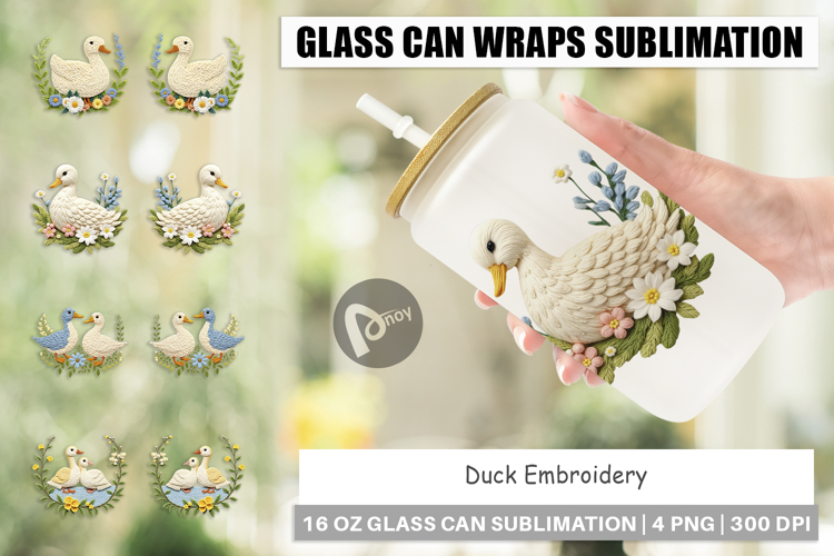 Glass Can Duck Embroidery