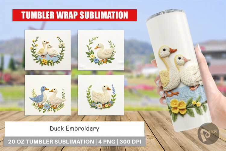 Tumbler Duck Embroidery example image 1