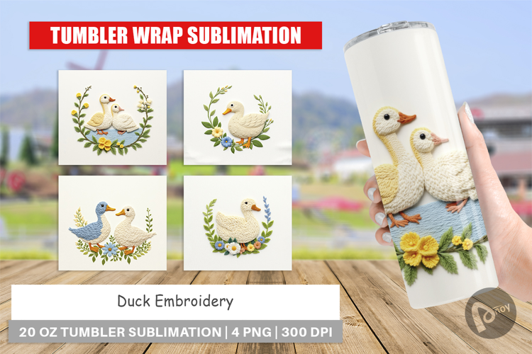 Tumbler Duck Embroidery