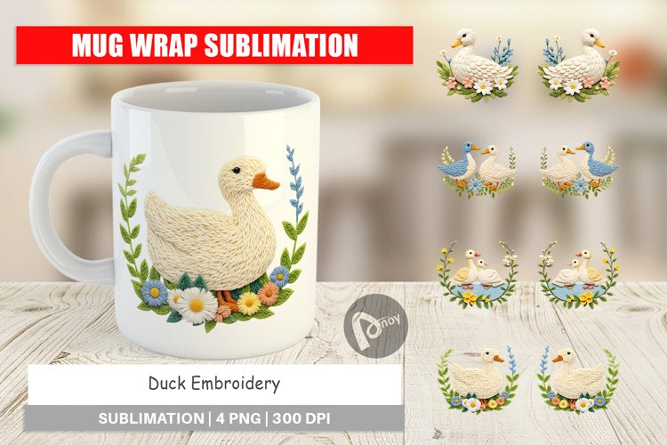 Mug Wrap Duck Embroidery
