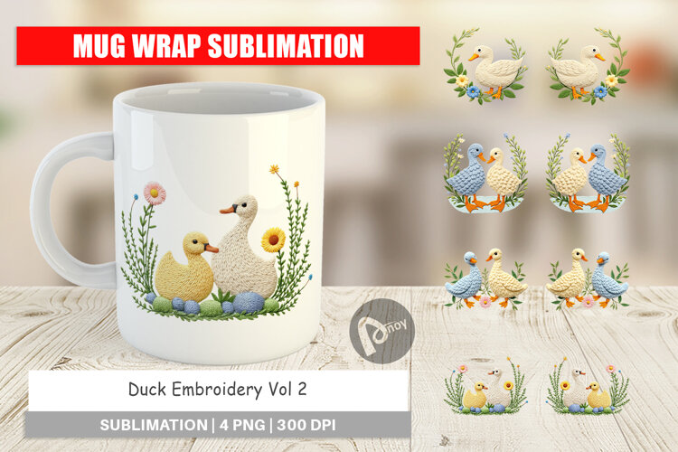 Mug Wrap Duck Embroidery example image 1